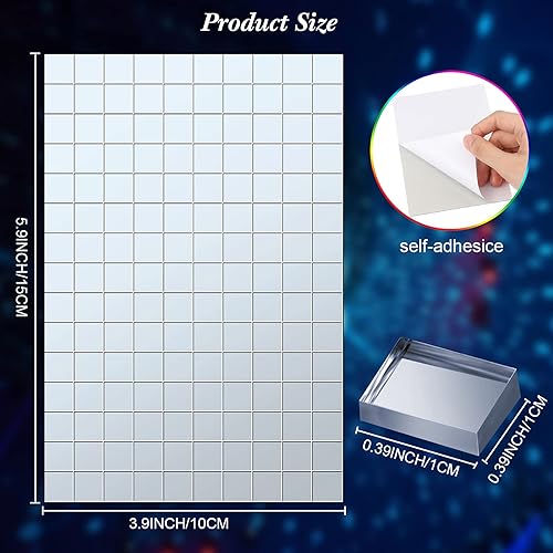 Miniatura 2 de Geiserailie 900 piezas de espejos, mosaicos, espejos de bola de discoteca, espejo autoadhesivo de vidrio cuadrado real, azulejos de bricolaje para