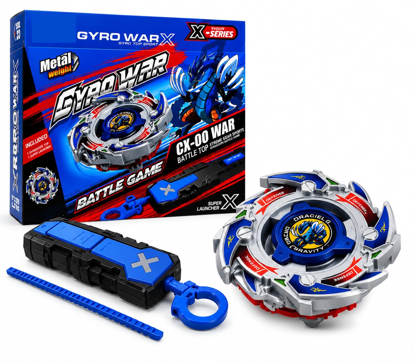 Bestie toys Gyro War BX-00 Booster DRAGOONSTORM 4-60RA Battle Set | Metal Weight Top with Super Cord Launcher-image-23