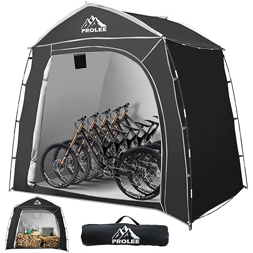 Prolee Bike Storage 7.3 x 5ft, Outside Storage Waterproof Oxford Fabric for 4 Bikes, Bike Shed, Garden Sheds & Outdoor Storage, Black