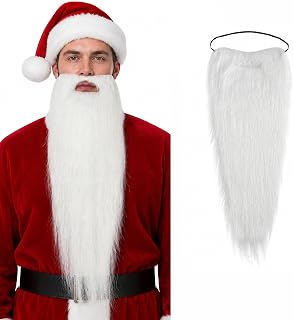 Long Fake Beard for Men, Costume Facial Hair for Halloween and Cosplay | Long costume beard with a head strap and mouth opening for wizard looks, role play, themed parties and stage outfits