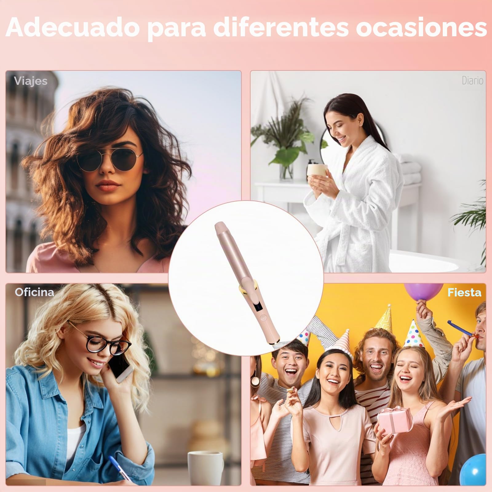 UMIGA Rizador de pelo de 25 mm para pelo corto, rizador de pelo de viaje con pantalla LCD, 5 temperaturas ajustables 120-200 ℃, doble voltaje rizador con abrazadera