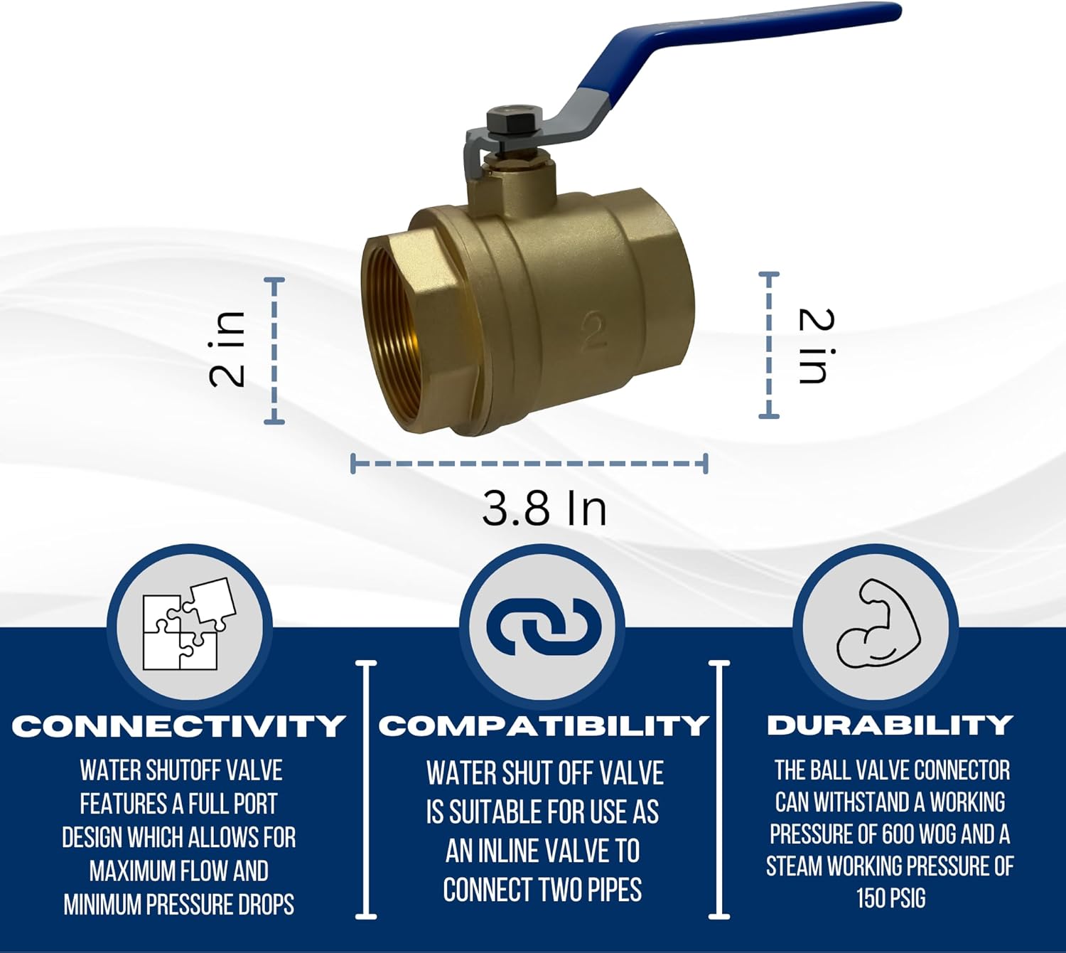 1 Pcs XFITTING 2 Inch Female Ball Valve, 2 Inch FIP Ball Valve