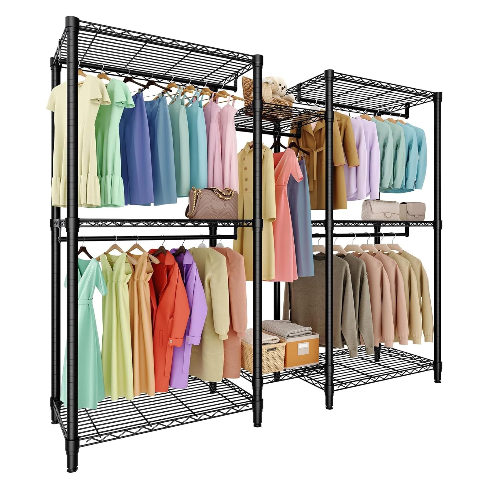 Portant vêtements modulable métal noir