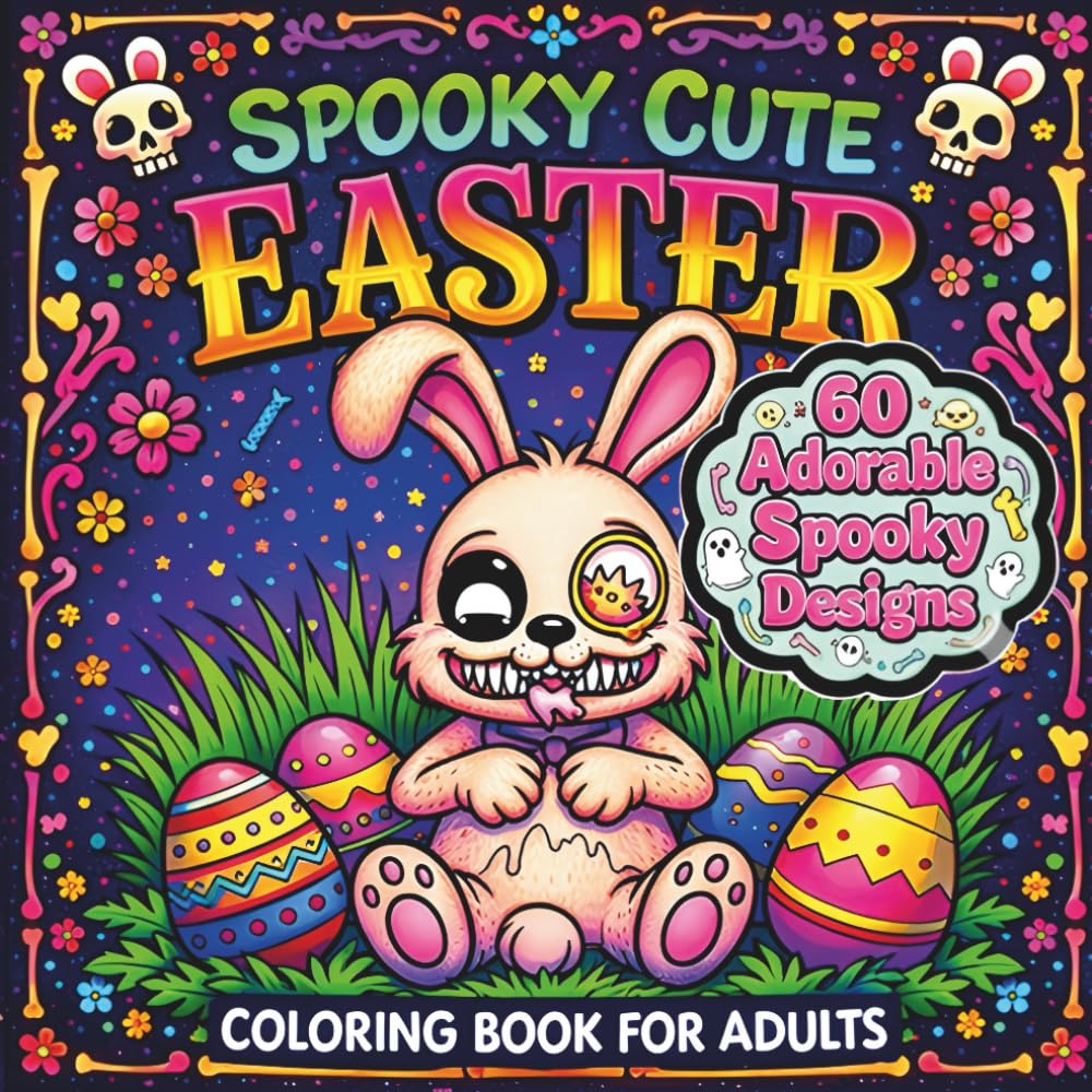 Spooky Cute Easter | Bold and Easy Coloring Book for Adults: 60 Simple, Large, and Adorable Designs for Relaxing Fun