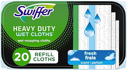 Swiffer Sweeper Heavy Duty Wet Mopping Paños de repuesto multi superficie, ventana abierta fresca, 20 unidades