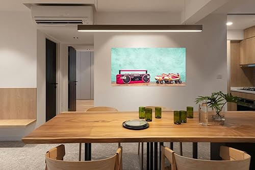 Miniatura 2 de Lienzo de pared para sala de estar, dormitorio, diseño retro, grabadora de cinta de casete de radio y niños de acero clásico, decoración artística