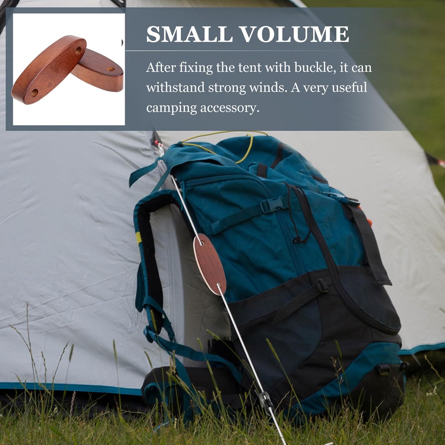 Abaodam Wooden Tent Rope Buckle 2pcs 2 Hole Tensioner for Camping Rope