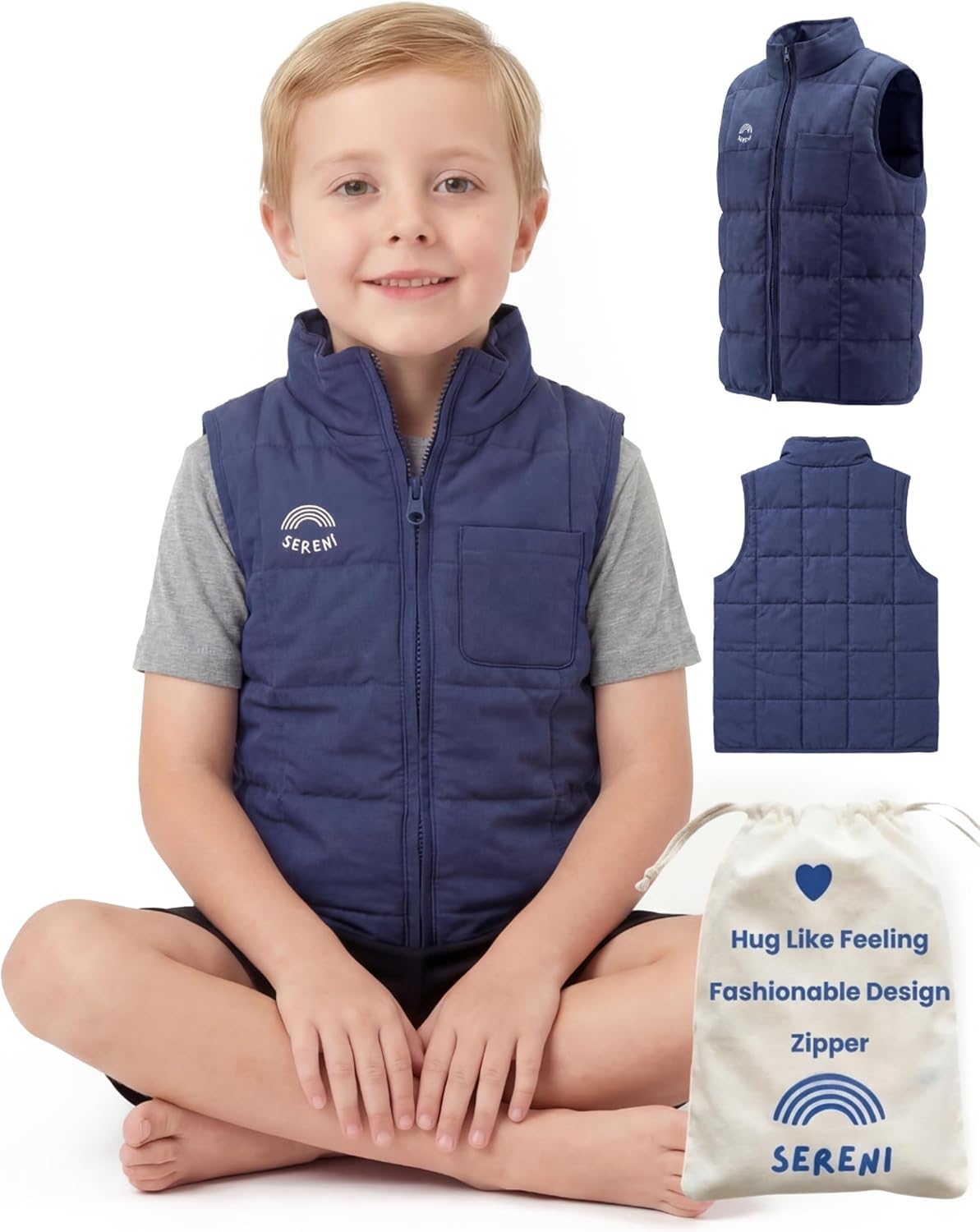 Sereni Weighted Calming Vest for Kids, Therapy Compression Vest, Sensory for Emotional Regulation