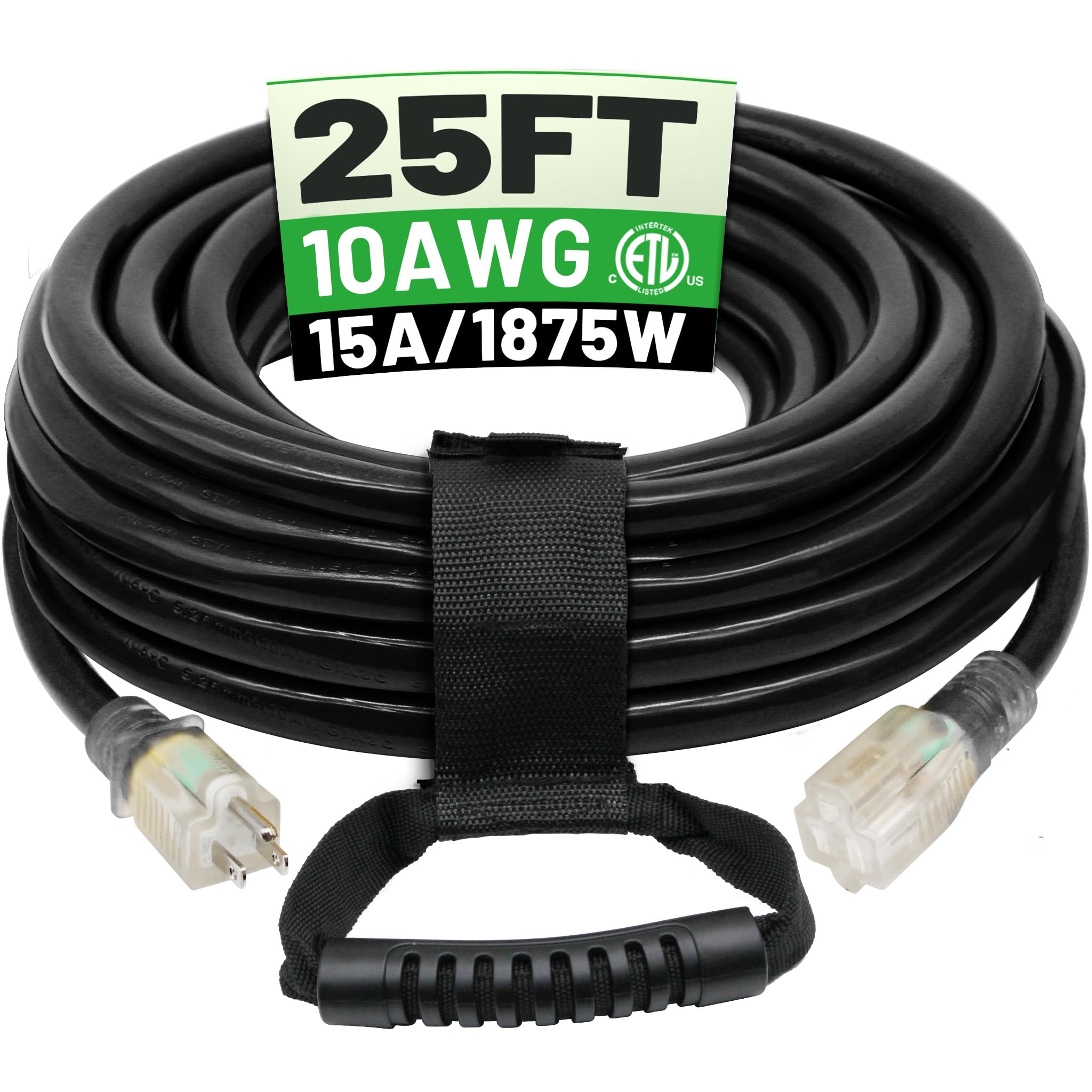POWGRN 25 Ft Black Outdoor Cord