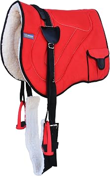 Horse Trail Fleece Padded Bareback Pad w/Bags Red 39193RD, Turquoise/Black, Bareback Pad 25inch L x 36inch W Cinch 31inch L x 3inch W