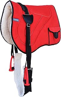 Professional Equine Horse Trail Fleece Padded Bareback Pad w/Bags Red 39193RD, Turquoise/Black, Bareback Pad: 25inch L x 36inch W Cinch: 31inch L x 3inch W