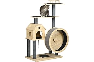 PawHut 56" Cat Tree with Wheel
