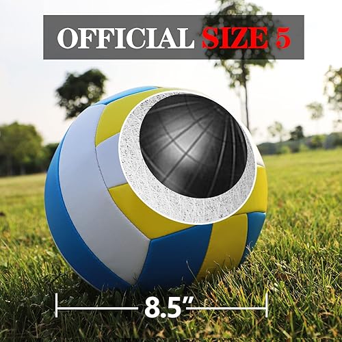 Miniatura 6 de Red de voleibol para exteriores, juego de voleibol portátil para patio trasero con red de voleibol profesional, hilo envolvente de voleibol y bomba,