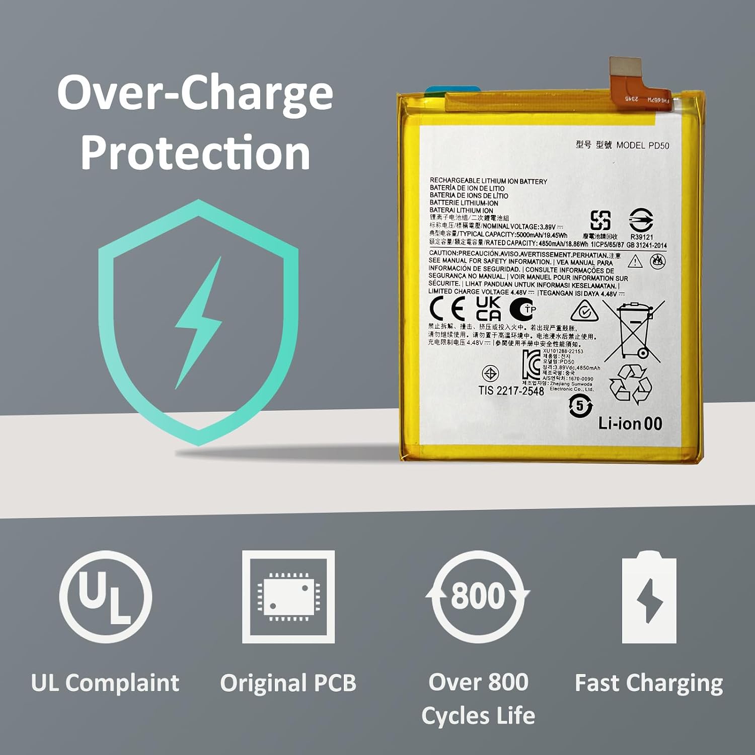 GREEN FUSION Compatible with Moto G Power 5G 2023 XT2311 Cellphone Battery Replacement Kit PD50, Includes Repair Tools
