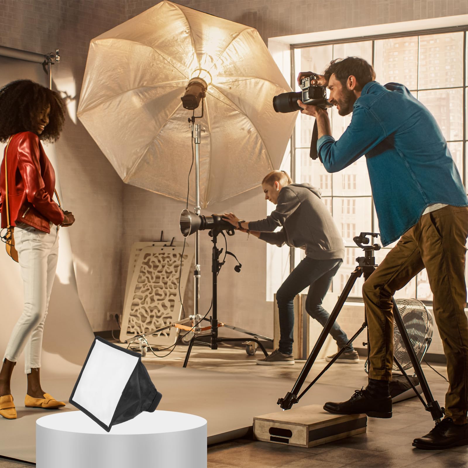 PATIKIL 7.5" x 9" Diffusore Di Luce Flash SoftBox, 2Pz Diffusore Universale Pieghevole Con Custodia Per SB-5000 SB-700 SB-300 SB-900 SB-910 SB-600 SB-4, Nero
