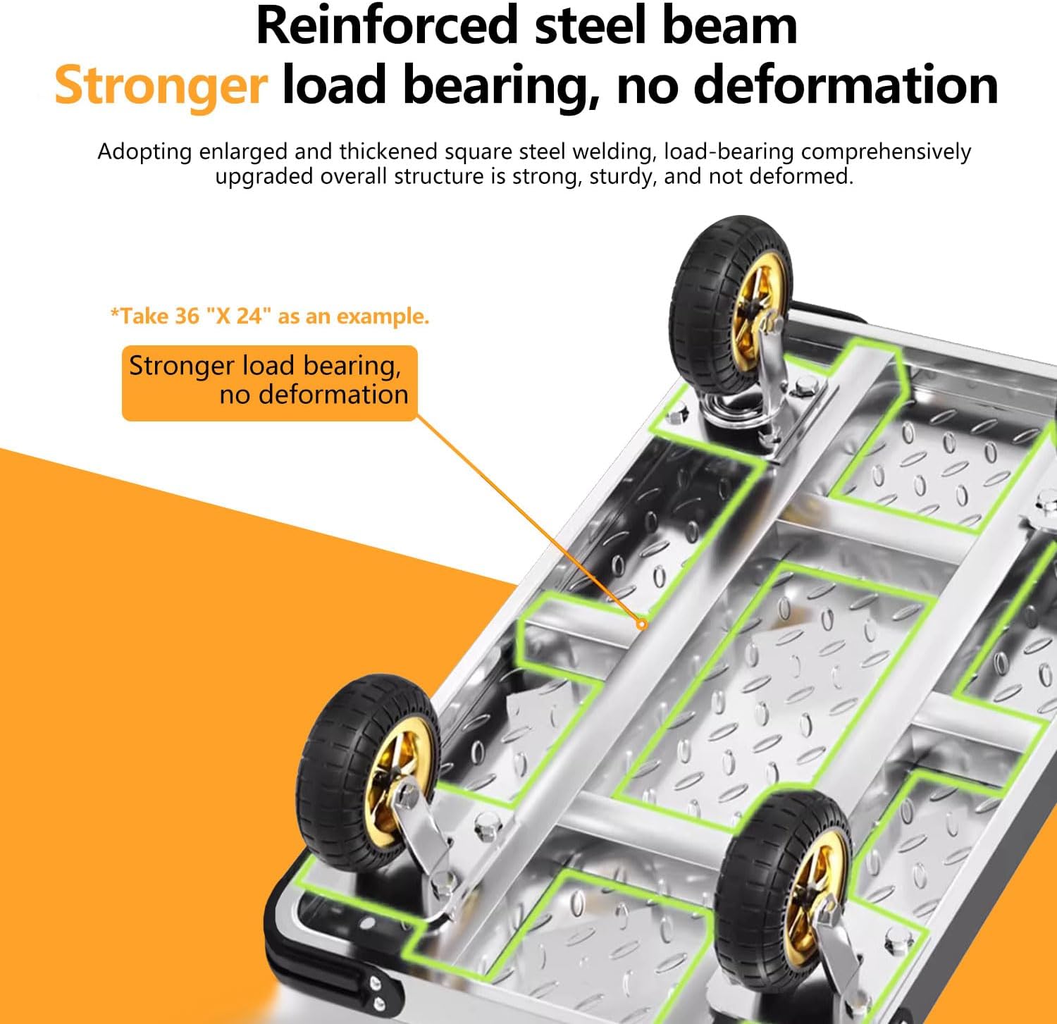 Foldable Push Cart Dolly, Moving Platform Hand Truck, Heavy Duty 2200 lbs. Capacity, with Brake and 6 360 Degree Swivel Wheels