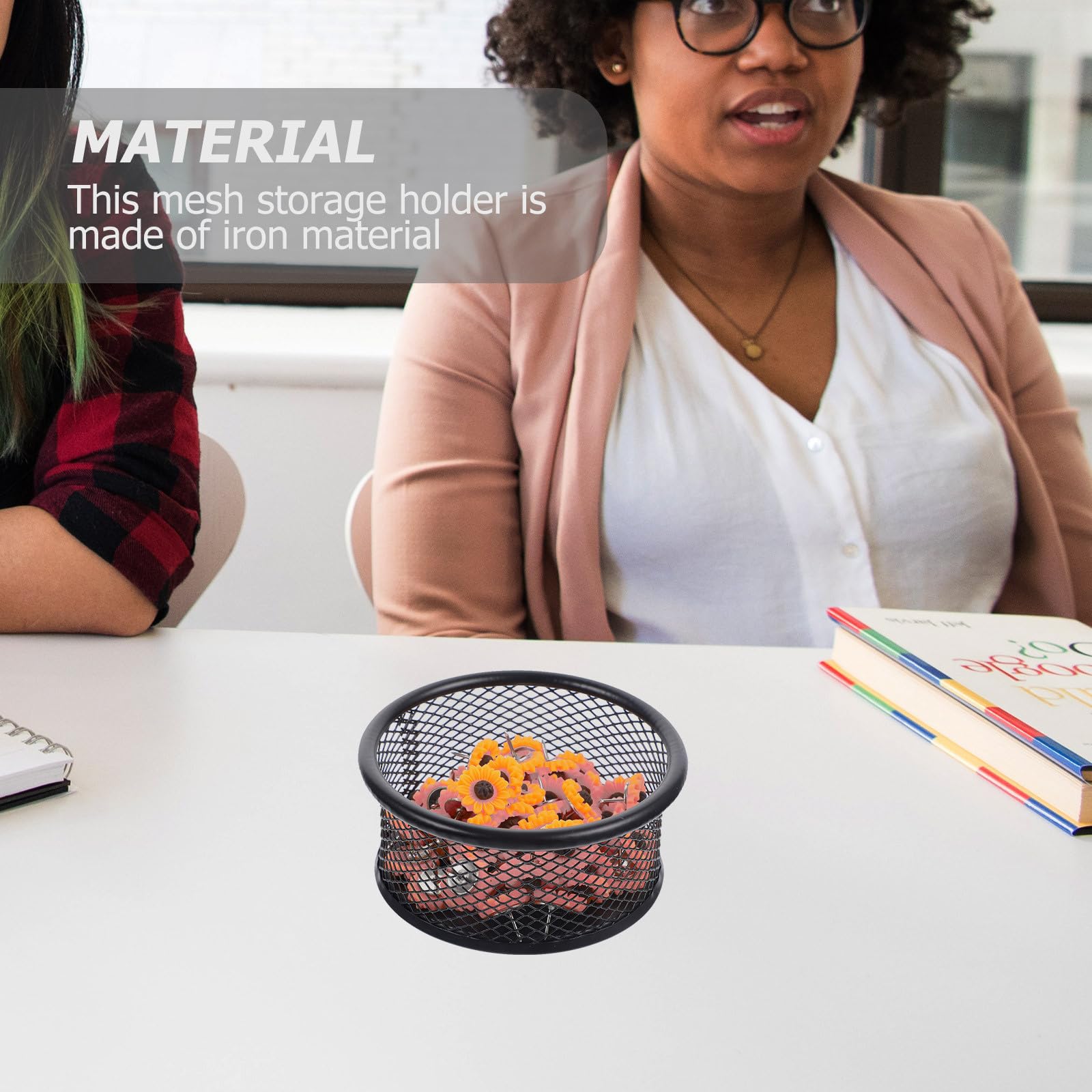 ERINGOGO 12 Piezas Porta Clips de Malla de Hierro Negro para Oficina y Escuela, Organizador Simple y Elegante para Guardar Pequeños Objetos y Sujetapapeles