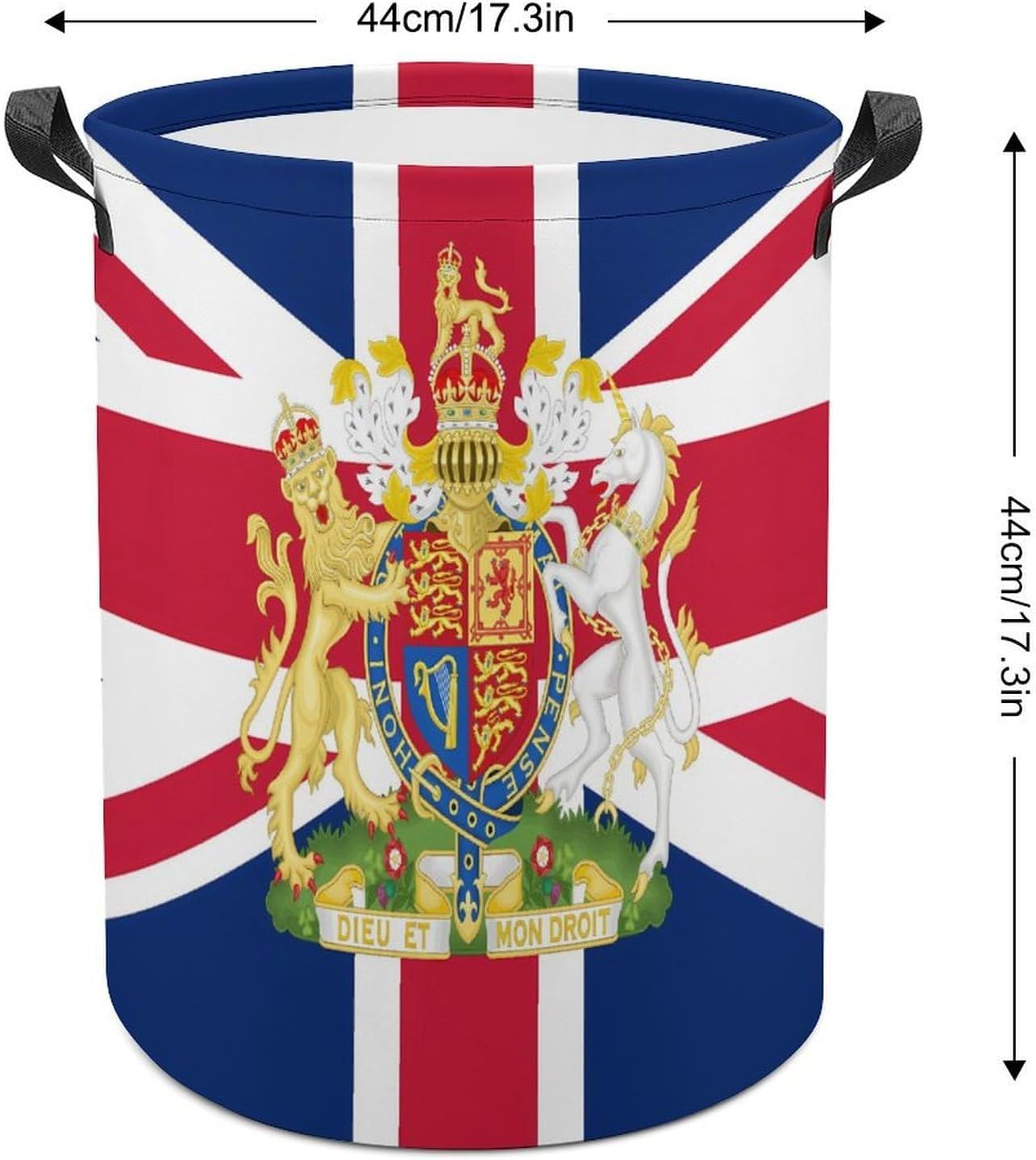 United Kingdom Coat of Arms UK Flag Novelty Collapsible Laundry Baskets Waterproof Clothes Hamper Storage Bins with Handles 13.8"x13.8"x17.3" 17.3"x17.3"x17.3"
