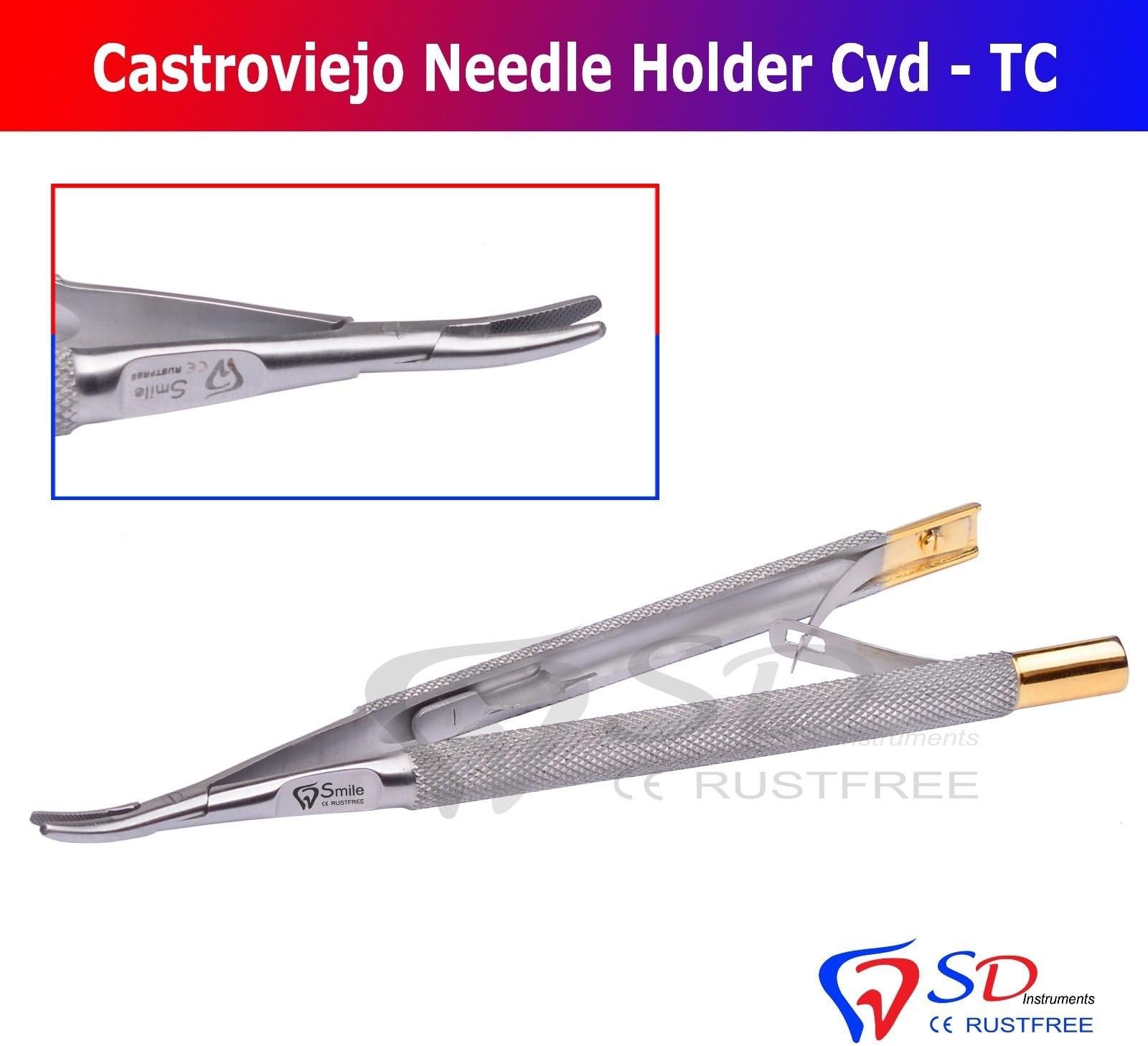 Castroviejo Needle Holder TC Curved Mikro gerade - TC Hartmetall - 14cm CE NEW