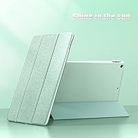 Vista 6 de DTTO Funda de cuero para iPad de 9ª/8ª/7ª generación de 10.2 pulgadas 2021/2020/2019 con funda delgada de triple pliegue con patrón de seda, verde