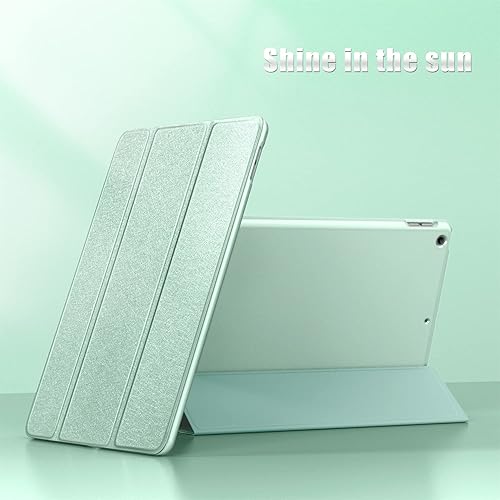 Miniatura 6 de DTTO Funda de cuero para iPad de 987 generación de 10.2 pulgadas 202120202019 con funda delgada de triple pliegue con patrón de seda, verde y verde