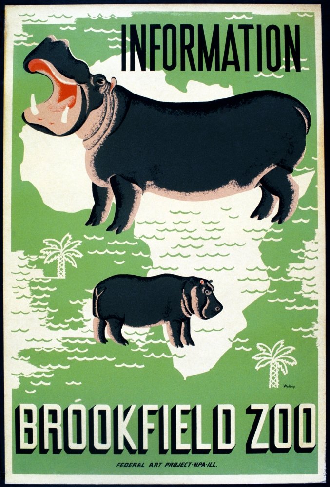 Brookfield Zoo C1937 NInformation Brookfield Zoo Silkscreen By Mildred Waltrip C1937 Poster Print by (24 x 36)