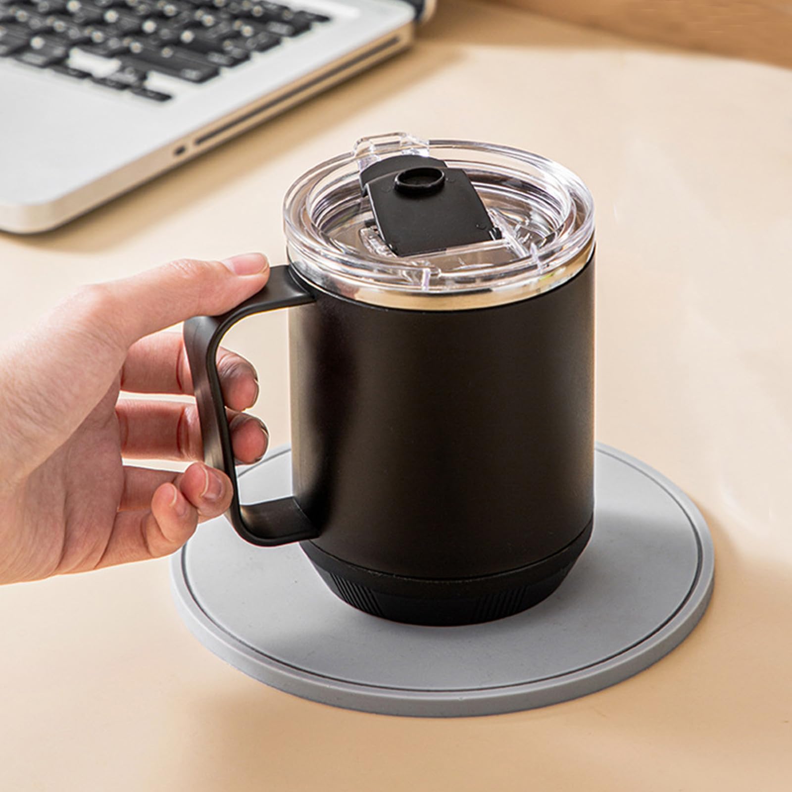 15oz Coffee Mug Double Layer Stainless-Steel Travel Tumbler Cup Vacuum Insulated Lid and Handle Induction Heatable Camping Mug