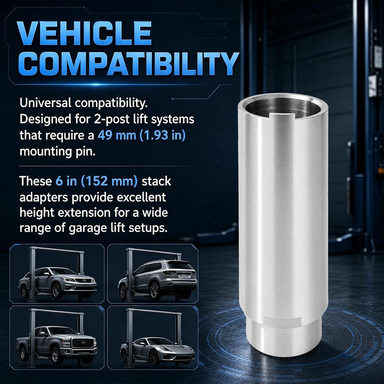 4Pcs 6" Tall Stack Lift Adapters, 49mm Pin Heavy Duty Truck Lift Adapters