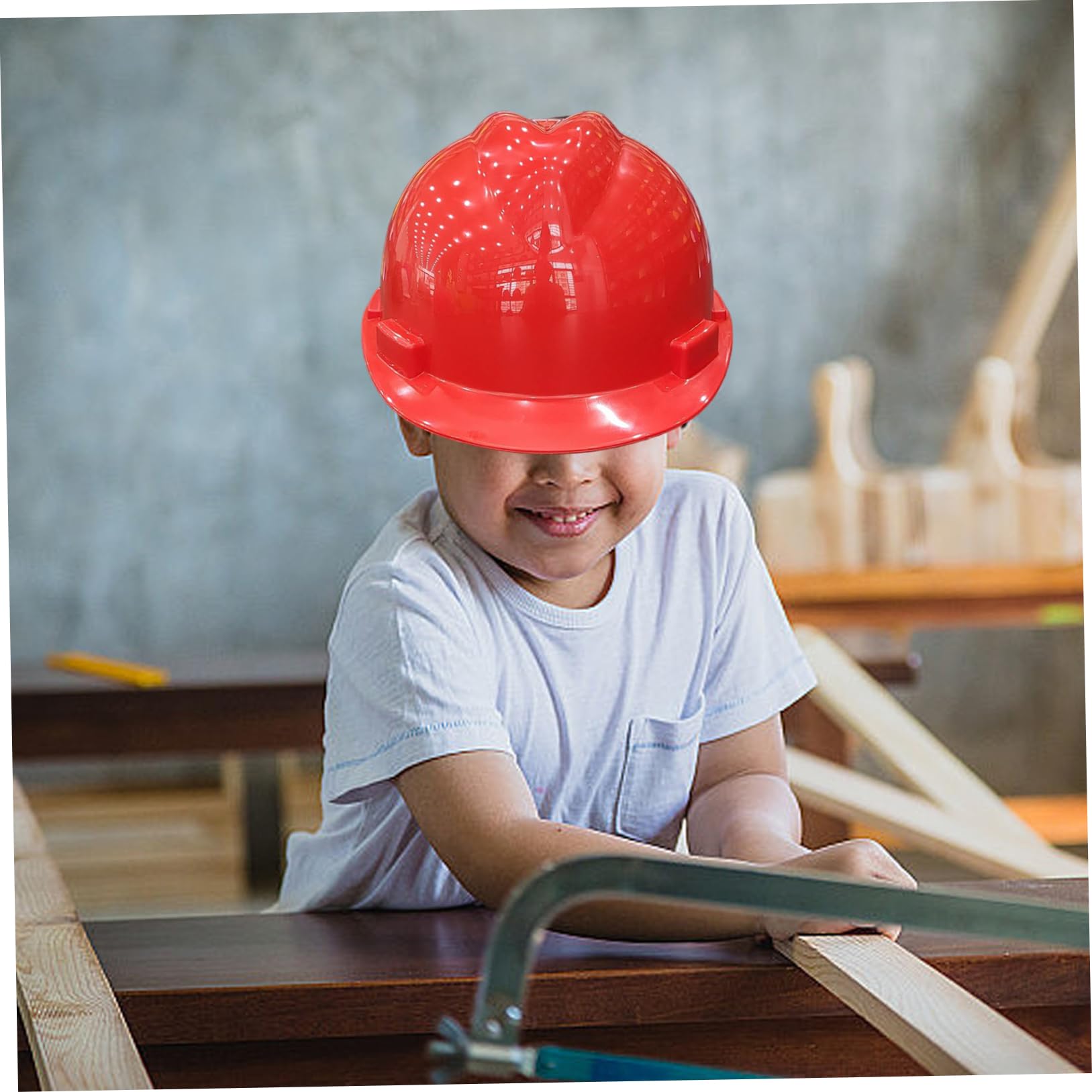 Elmetto Protettivo per Bambini, elmetto Protettivo per Casco di Sicurezza Regolabile da 19, 7-23, 6 Pollici, Sospensione a 4 Punti, Ideale per i più Piccoli, Rosso