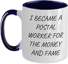 Funny Postal Worker Life Insurance and Benefits Gifts for Him or Her, Birthday Unique Gifts from Loved Ones to Postal Worker, Unique Two Tone Ceramic Mug for Coffee and Tea Lovers