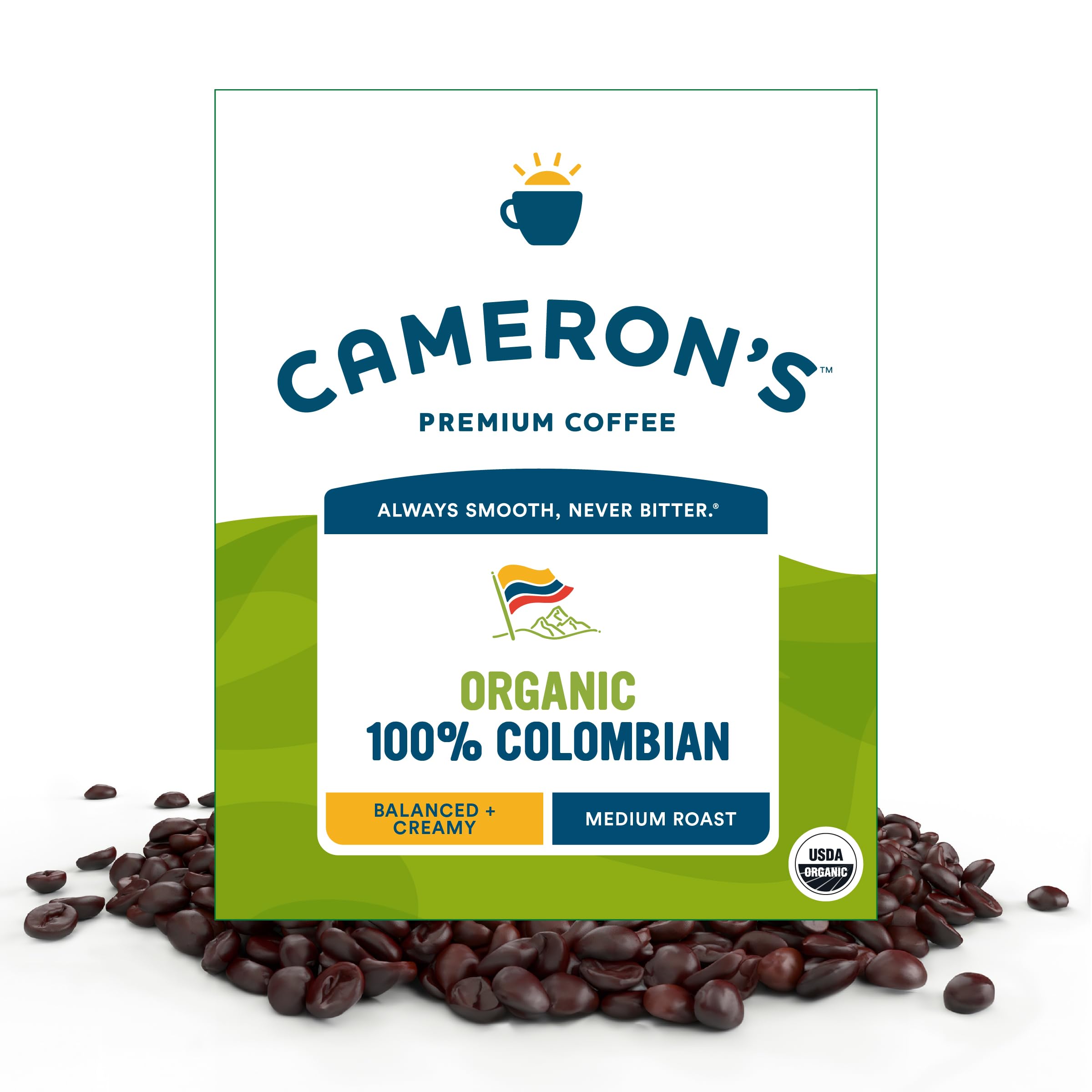 Cameron's Coffee 100% kolumbijska kawa fasolowa średnia palona 100% arabika worek 1,8 kg (1 opakowanie)