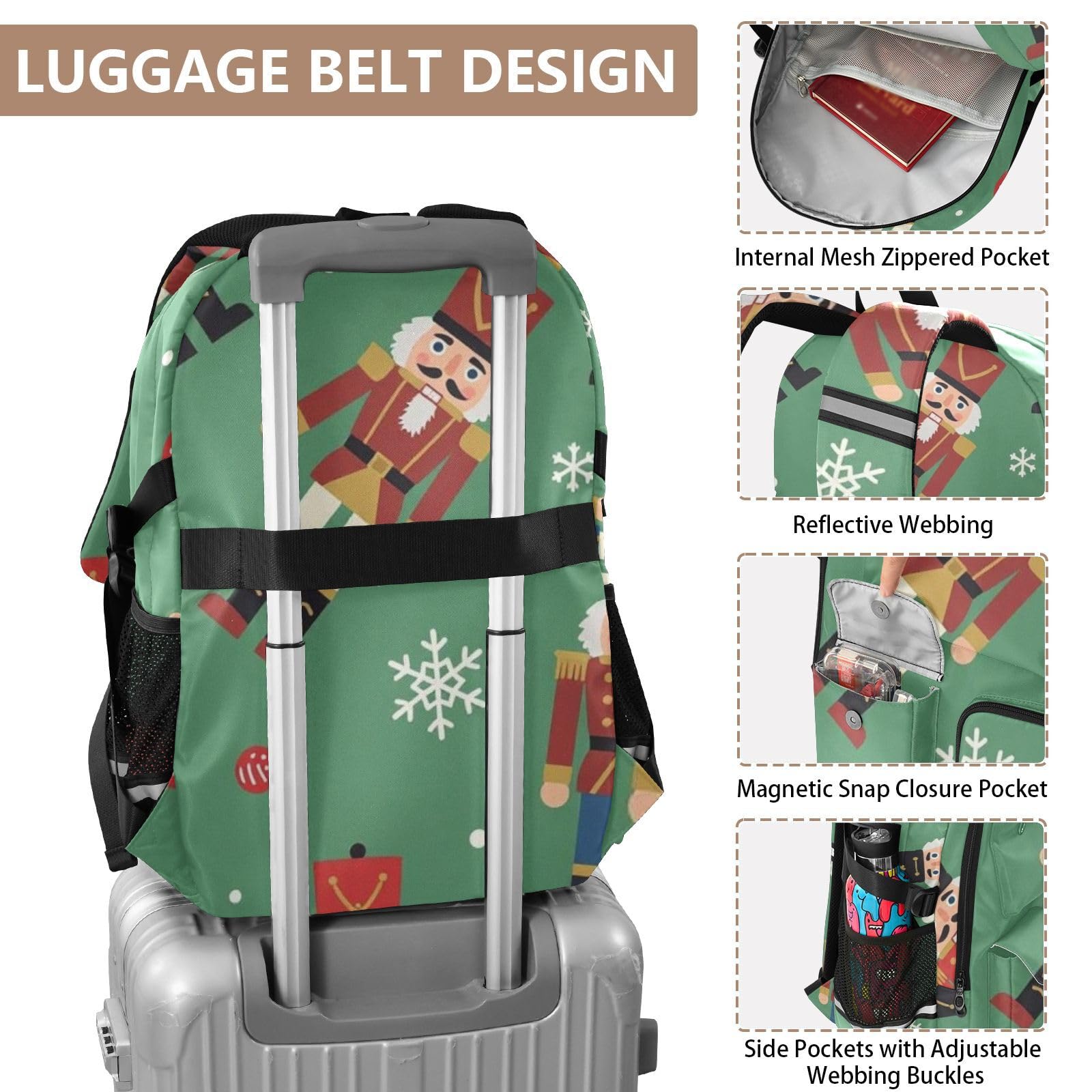 KLL Mochila para laptop para mujer, cascanueces de vacaciones
