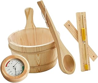 4X Sauna Accessories Set Premium Portable Durability Sauna Ladle Thermometer