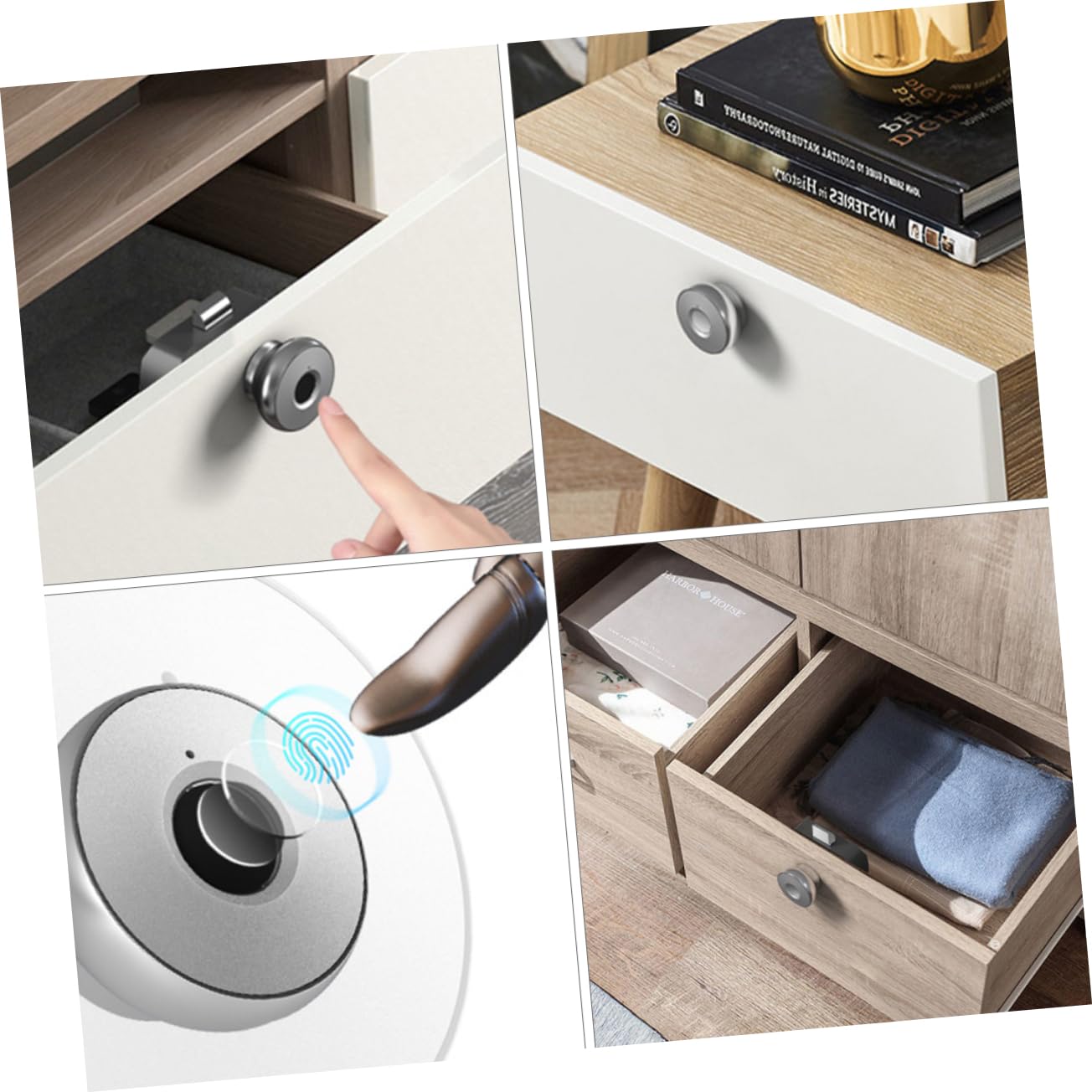 Uonlytech Serrure Connectée à Empreinte Digitale pour Tiroir Panneau Alliage D'aluminium et Corps Abs, Déverrouillage Sécurisé USB pour Bureau et Maison