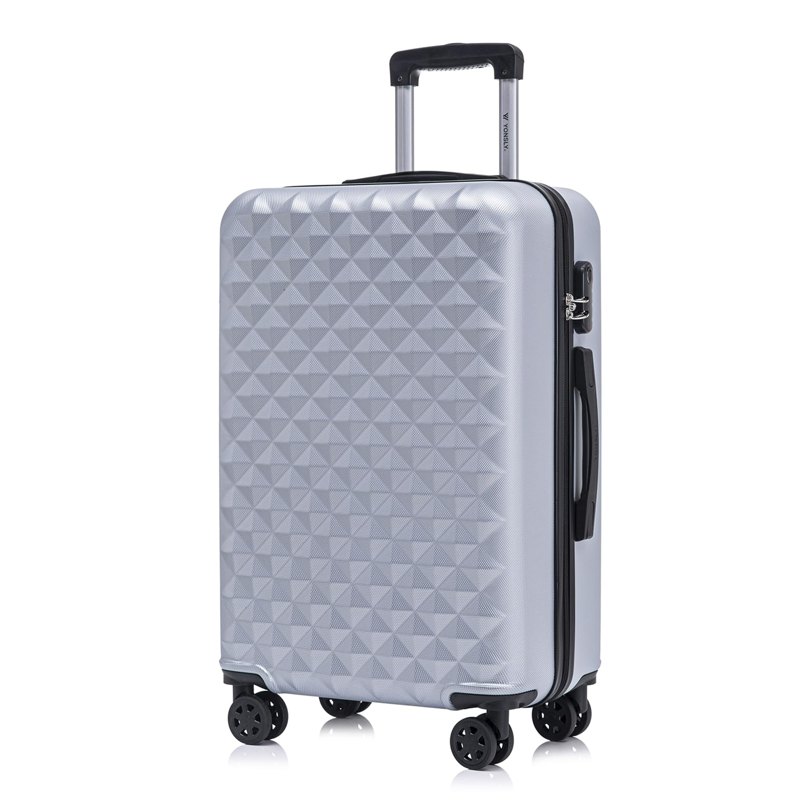 YONSLY Trolley Koffer Set, Reisekoffer, Rollkoffer Handgepäck, Kabinkoffer Suitcase, Gepäckset mit 360° Rollen, Hartschalenreisekoffer, Zahlenschloss, Gummigriff