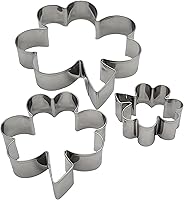 Chochkees St. Patrick's Shamrock Cookie Cutters Set - 3 Sizes Stainless Steel Small Medium Large for Holiday Baking