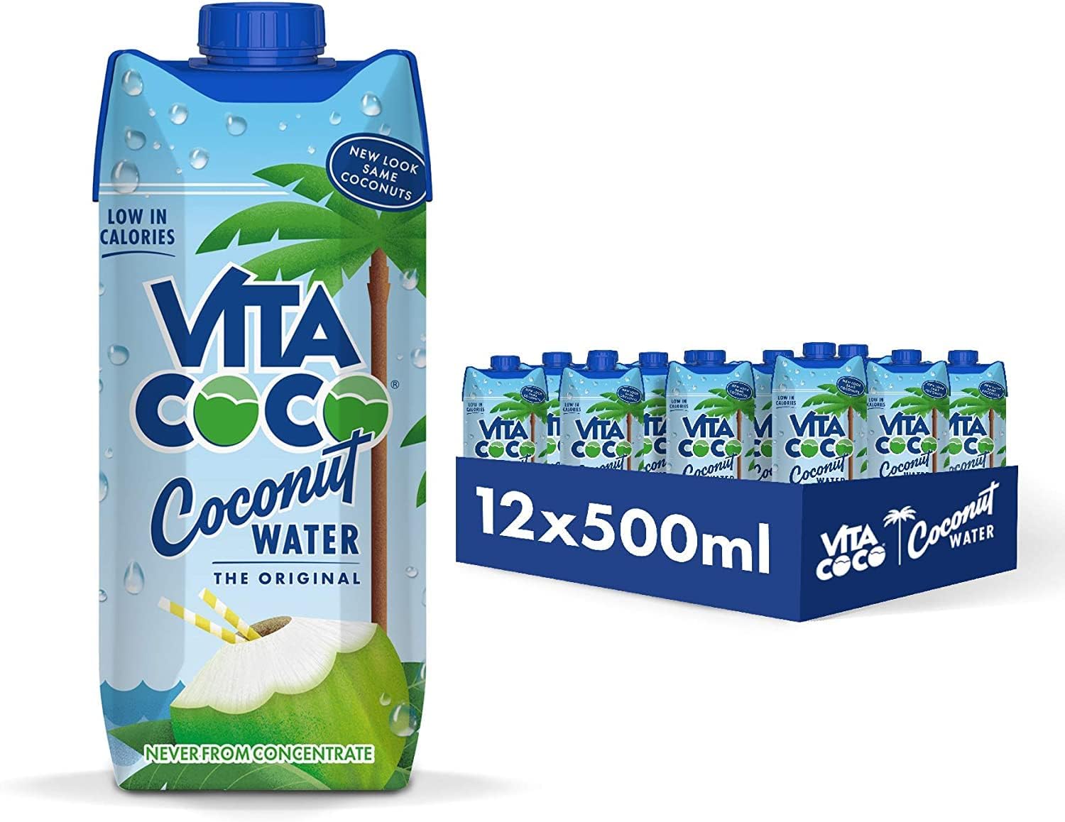 Original Coconut Water Multipack 500 ml x 12, Gluten Free, Full Of Vitamin C, Good Source Of Potassium, Low-Calorie, Thirst Quenching Refreshment