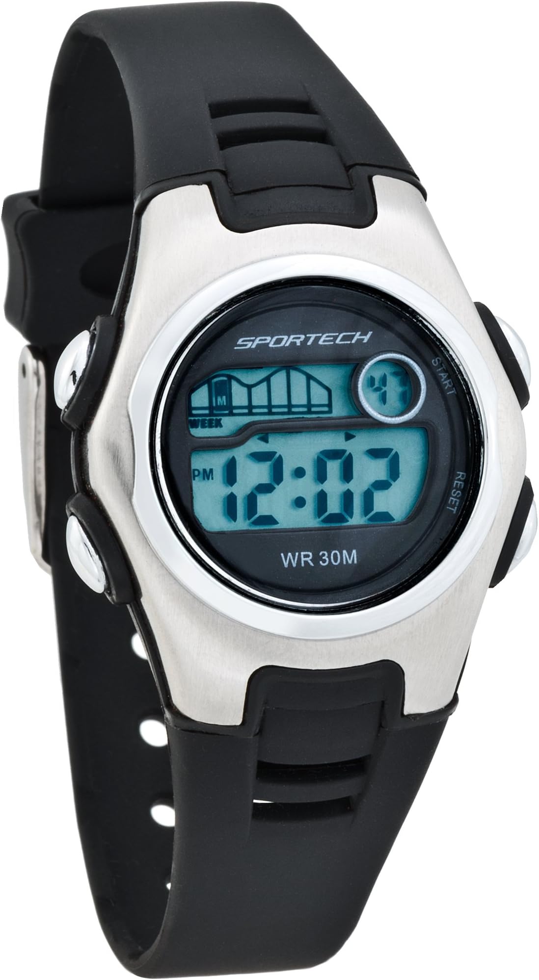 Women's | Black & Silver-Tone Digital Water Resistant Sport Watch | SP10204