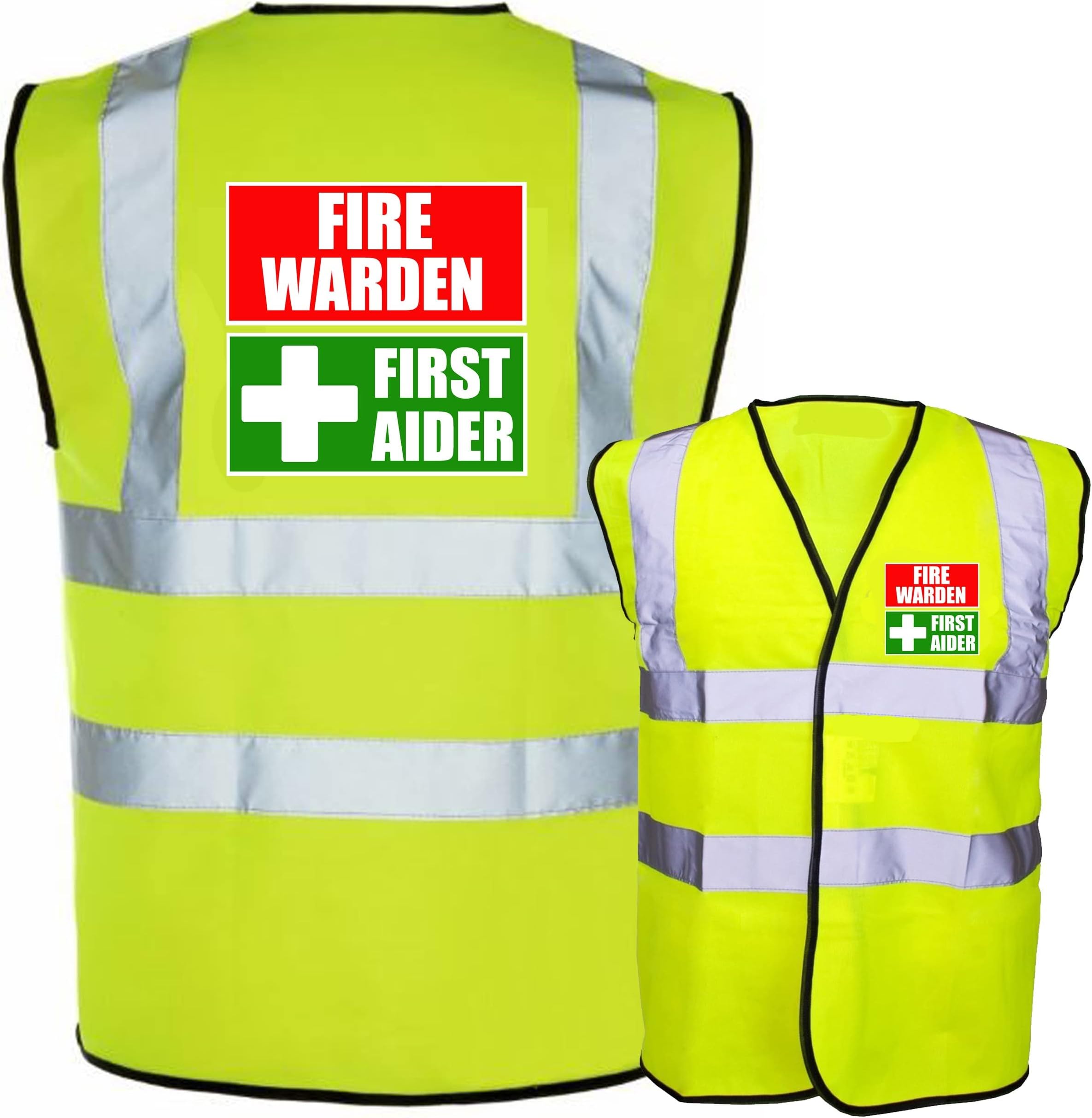 Fire Warden First Aider Combined Yellow or Orange Hi Vis Safety Vest/Hi Viz Waistcoat supplied by Simply Hi Vis Clothing UK