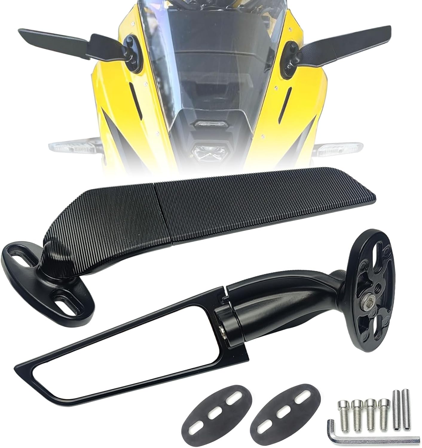 Compatible With Kawasaki Ninja 400 500 650 ZX4RR ZX6R ZX10R YZF R3 Aprilia RS457 RSV4 Suzuki GSX-8R GSXR 600 750 1000 Motorcycle Mirrors Stealth Wind Wing Side Rearview Mirrors