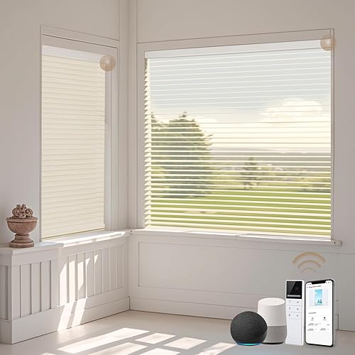 Miniatura 8 de TIPIACE Persianas motorizadas recargables, opacas, de tela gruesa, impermeable, compatible con Alexa Google a través de Hub (blanco puro)