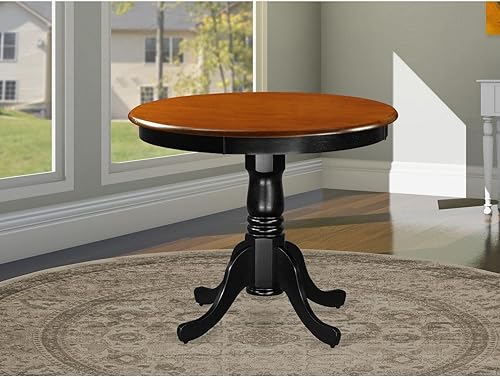 Miniatura 2 de East West Furniture ANT-BLK-TP hermosa mesa de comedor con superficie de cerezo y patas con acabado de color negro, mesa con marco de madera dura