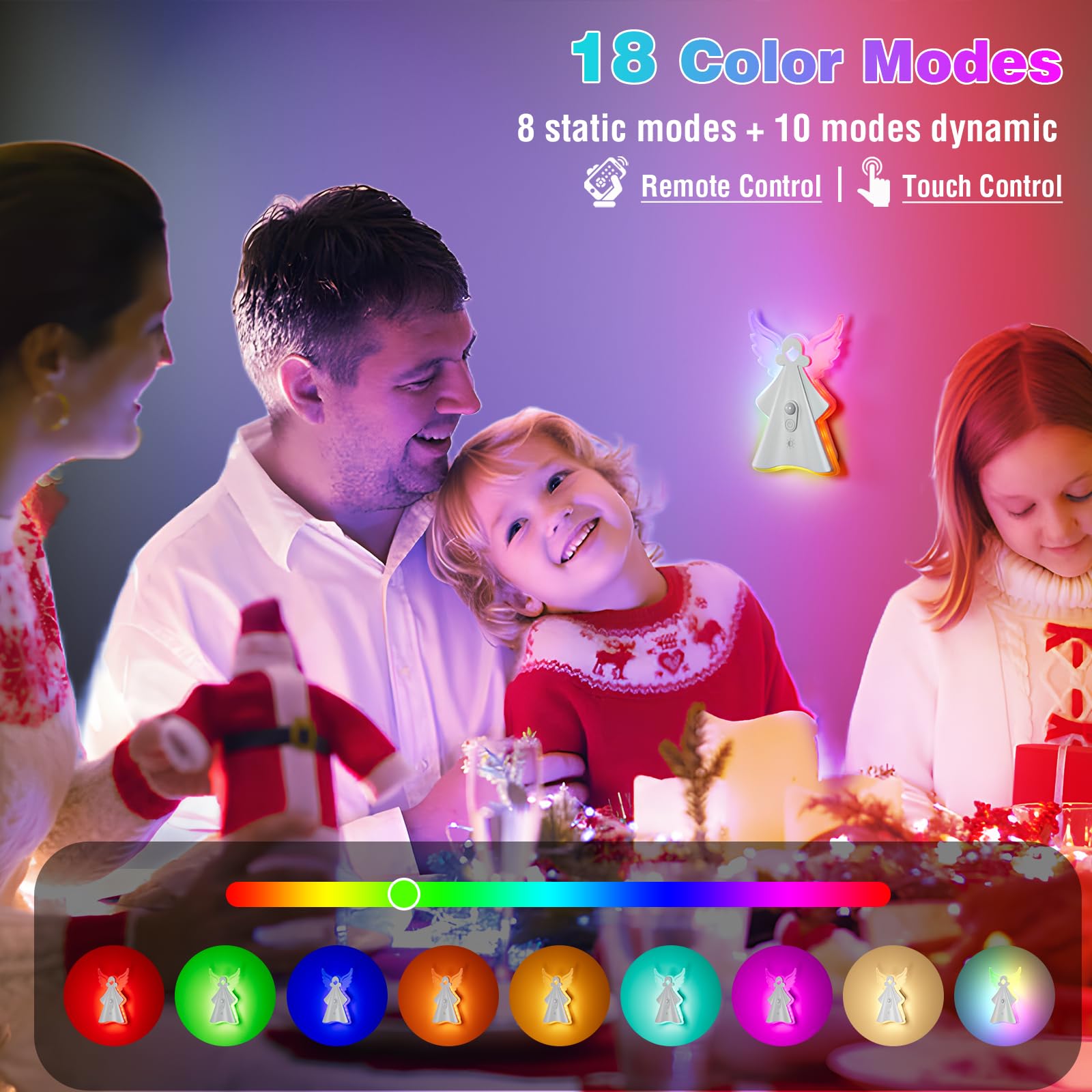 WOBANE 2PCS Night Lights Motion Sensor Rechargeable LED Light with Remote 18 Colors Dimmable RGB Night Lamp Battery — view 4