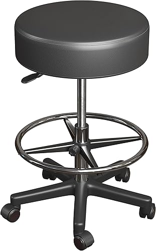 Miniatura 7 de Luxton - Taburete ergonómico con ruedas, doble acolchado y espuma viscoelástica, ajustable para spa, silla de escritorio con silla giratoria