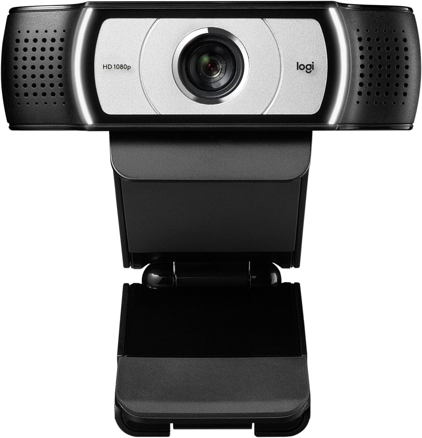 ముందు view of the Logitech C930e Webcam, highlighting the HD 1080p lens.