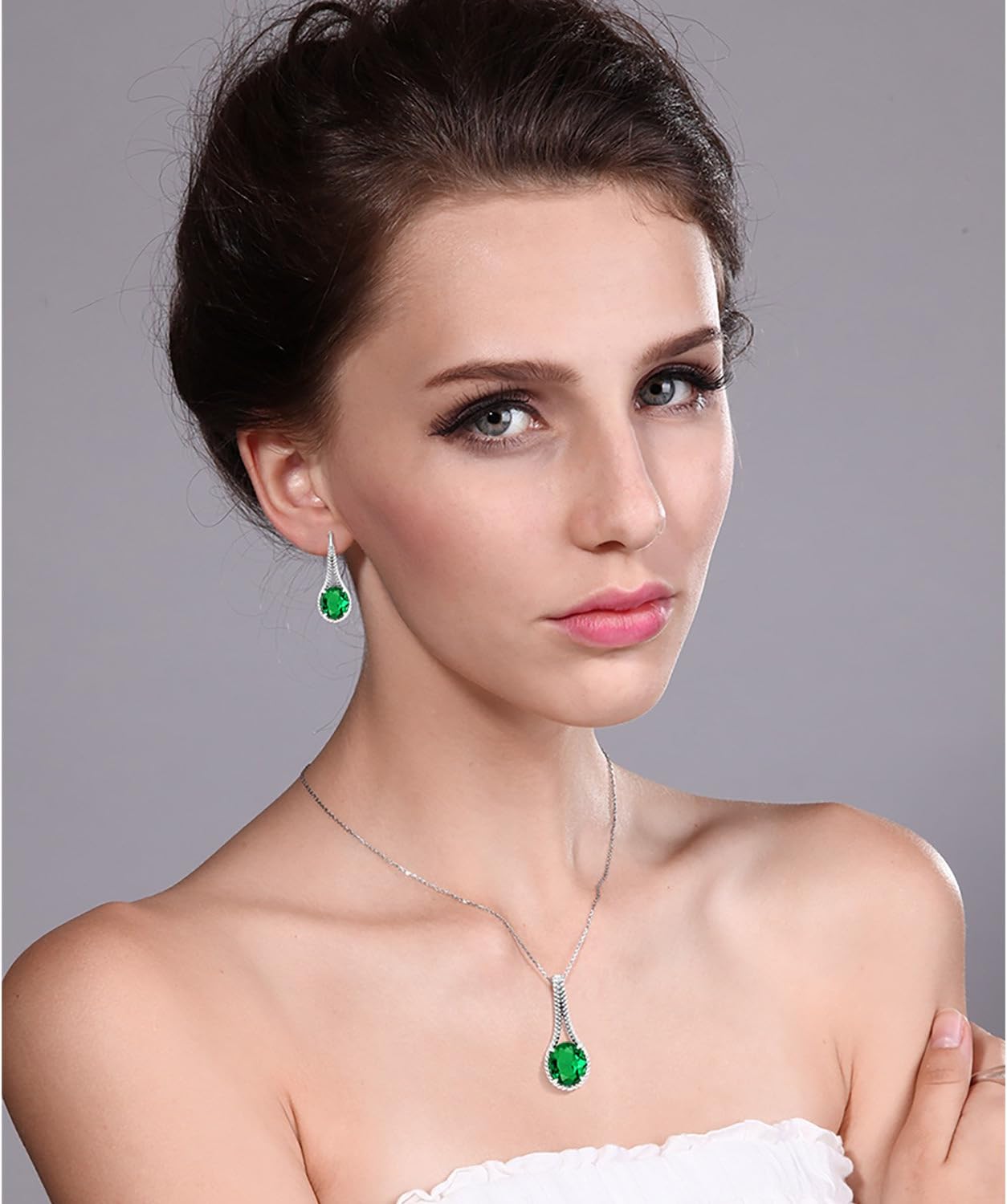 Gem Stone King Gemstone Birthstone Pendant and Earrings Jewelry Set For Women In 925 Sterling Silver | Oval 12X10MM | With 18 Inch Silver Chain - Image 2