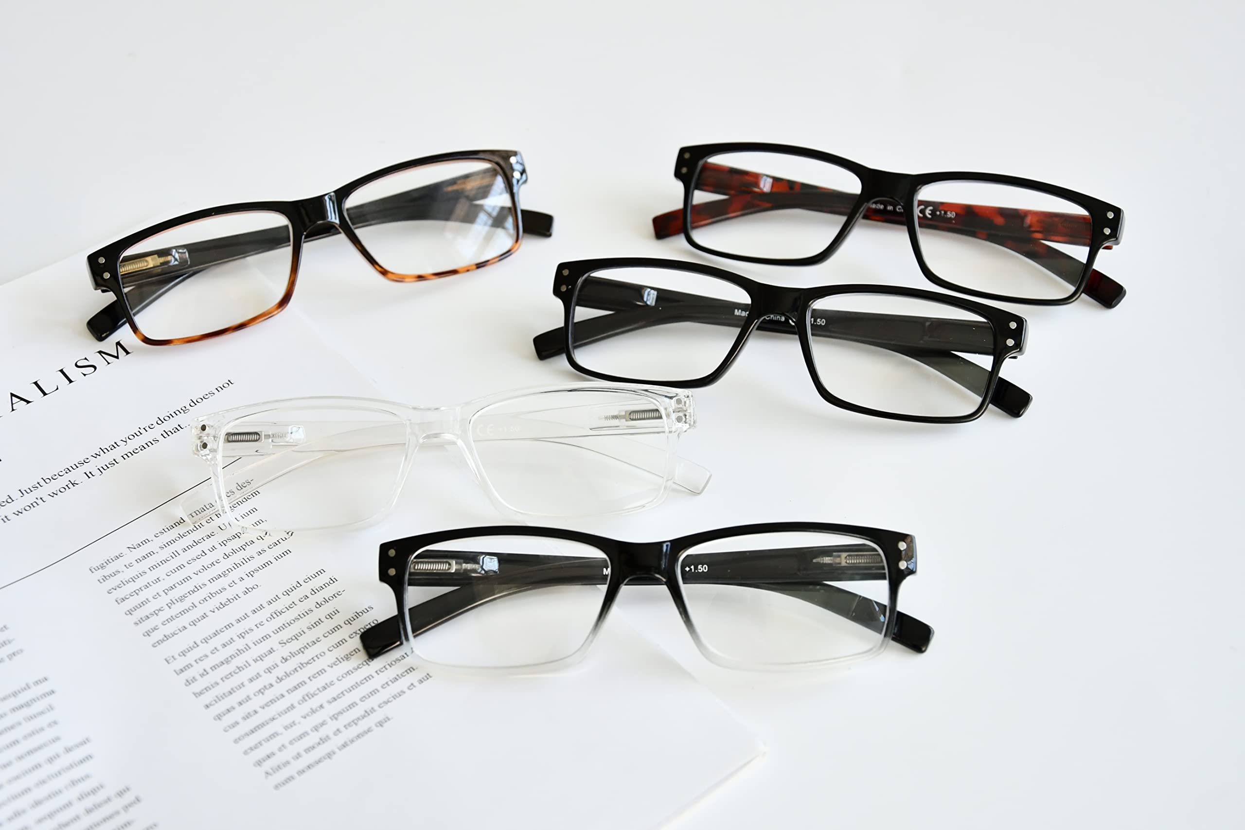 Eyekepper 7 Paia Occhiali da Lettura Classici Anti Luce Blu, Occhiali da Computer per Uomo Donna