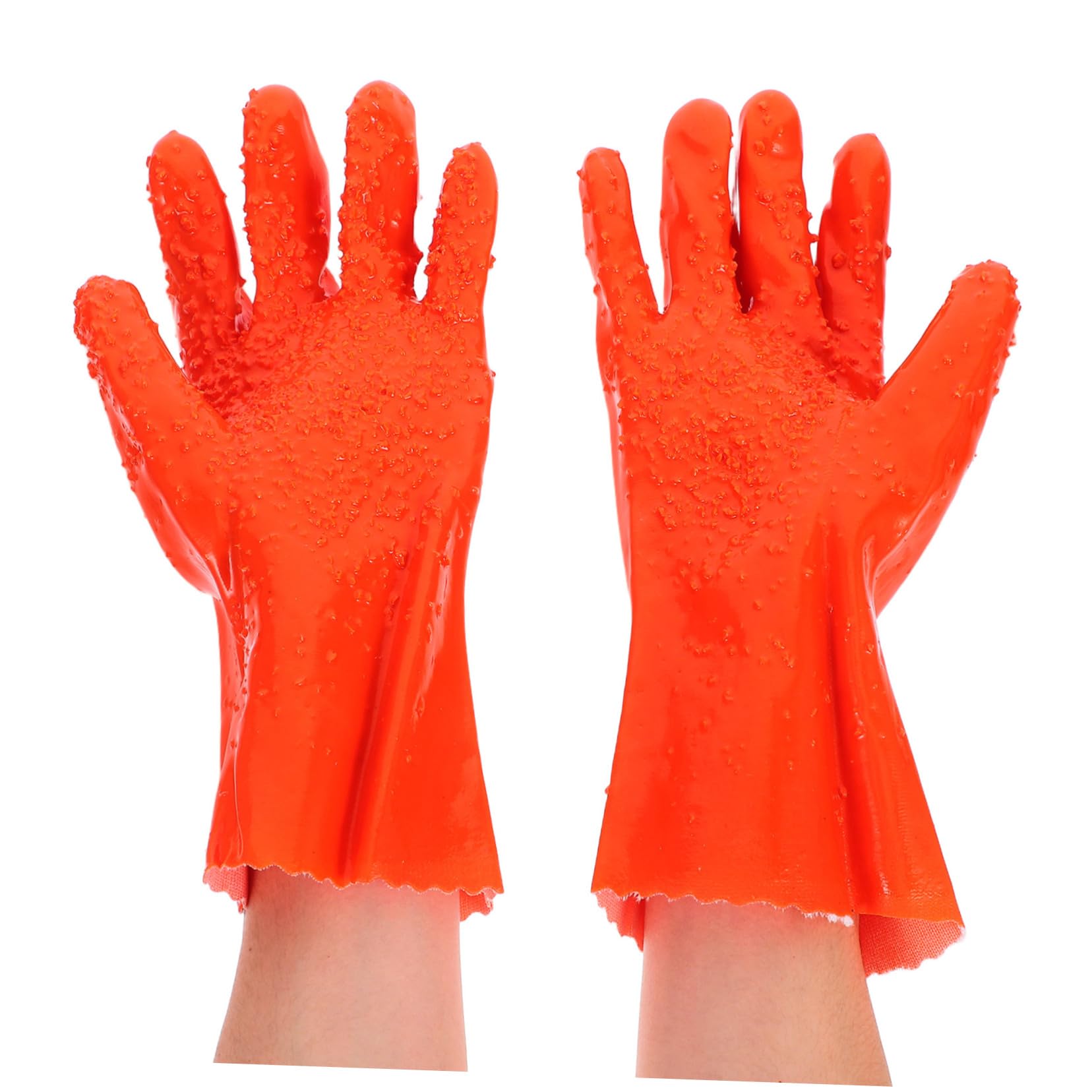 VILLCASE Guantes de Pvc Naranja Impermeables y Antideslizantes 6 Pares