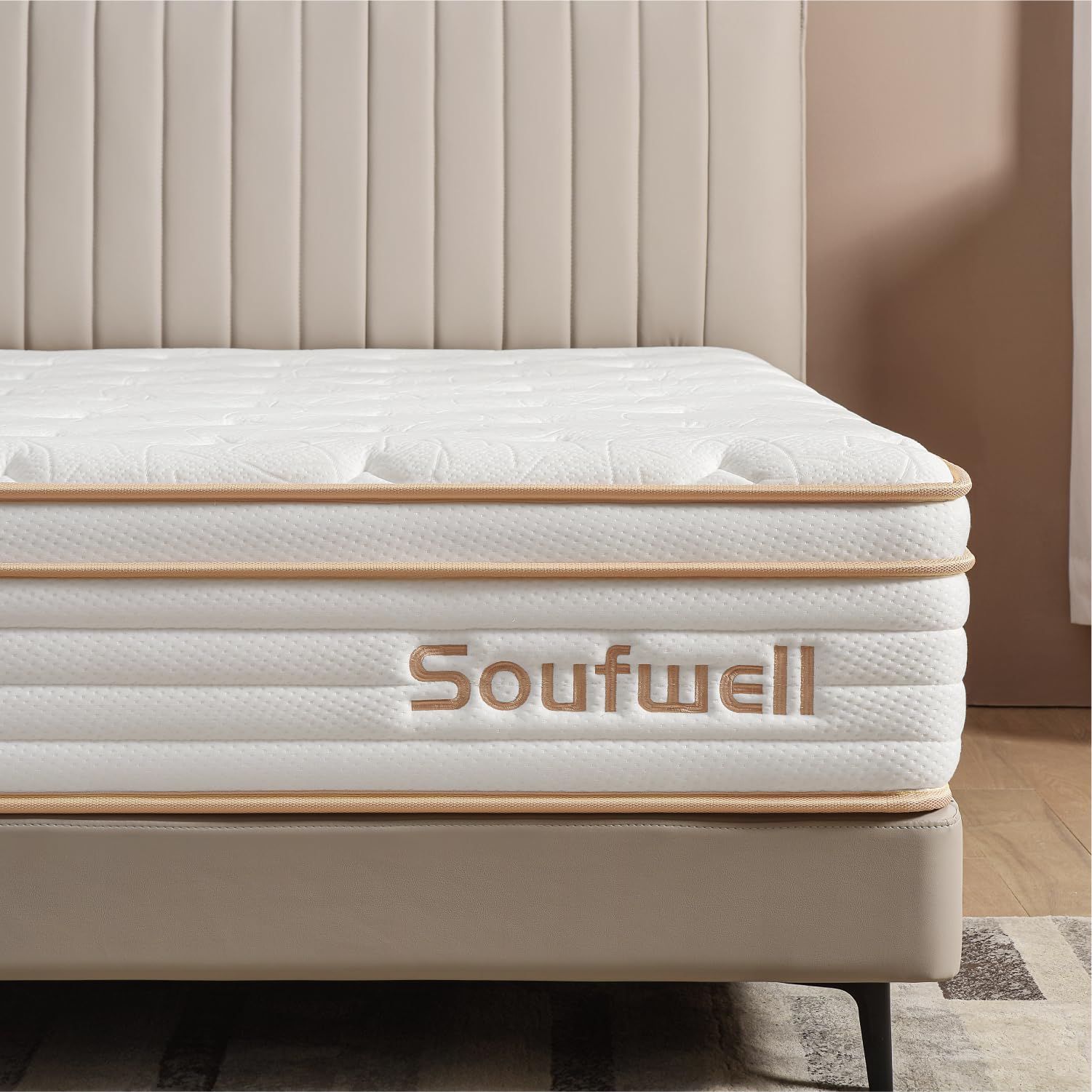 Soufwell Double Mattress 10 Inch, Memory Foam Hybrid Double Mattress 4FT6, Zoned Coil Pocket Sprungs, Medium Firm Orthopedic Support, Motion Isolation, in a Box, 135x190x25cmOEKO-TEX STANDARD 100