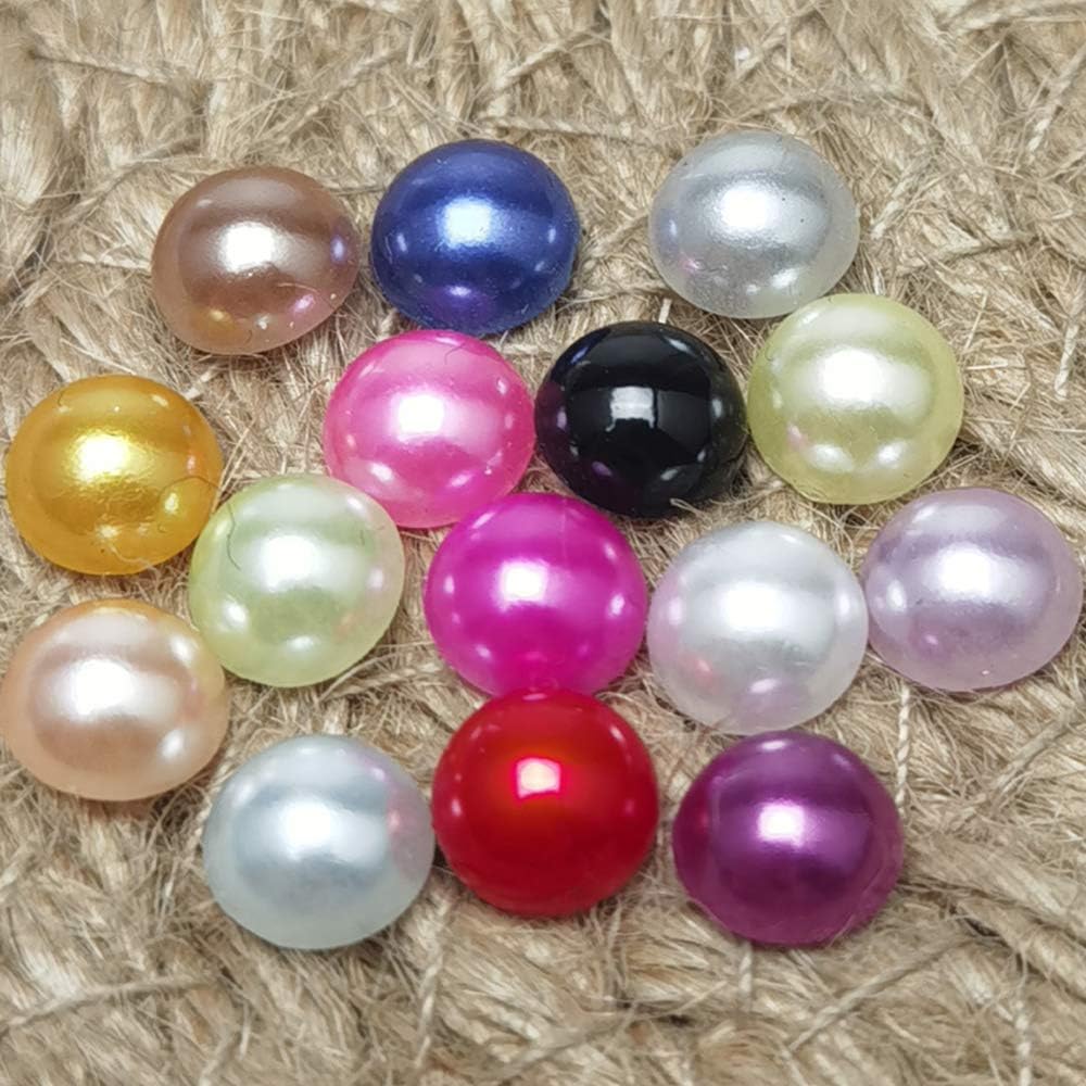 Chenkou Craft 600pcs 10mm Assorted 15 Colors Immitation Half Pearl Bead Flat Back Gem Scrapbook Craft DIY Beads + Plastic Box (10mm) - Image 4